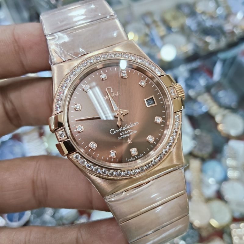OmegaConstellation Rosegold, Jam Tangan Pria Automatic Constellation