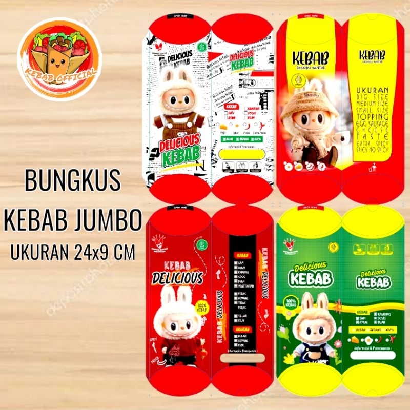 

100 Pcs Bungkus Kebab Duplek Tarikan Ukuran 24x9 Cm Kode Labubu