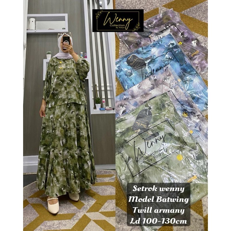 Set Rok Motif Abstrak Terbaru/Bahan Rayon Twill