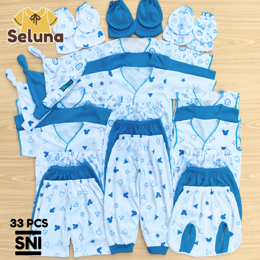 33 Pcs Baju Bayi Newborn Bahan Kaos Ultrasoft PE Double Tebal dan Halus 0-6 Bulan