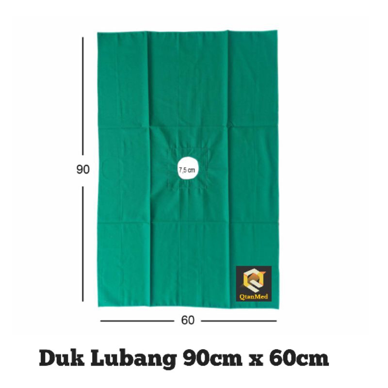 Duk Lubang 90cm x 60cm / Duk Bolong 60cm x 90cm / Doek Lubang Kain Untuk Tindakan Khitan Sunat