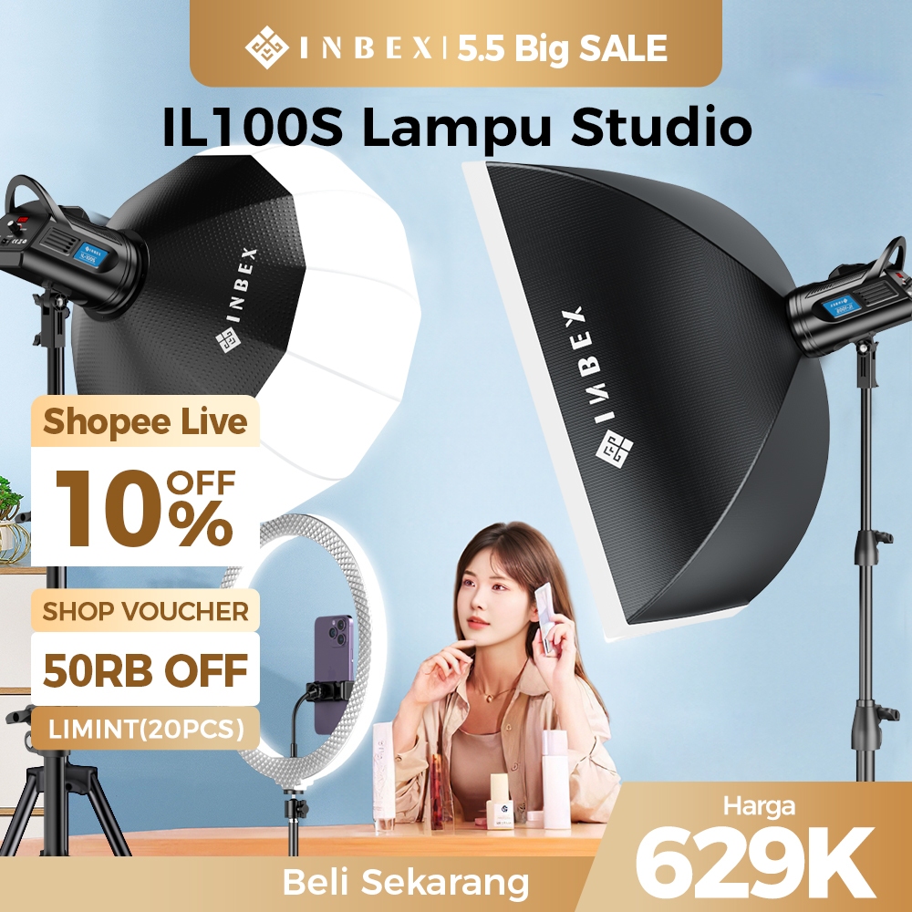 INBEX IL-100S Lampu Studio Softbox Lighting Kontent Live streaming 100W Foto Photography 3200k-5800K