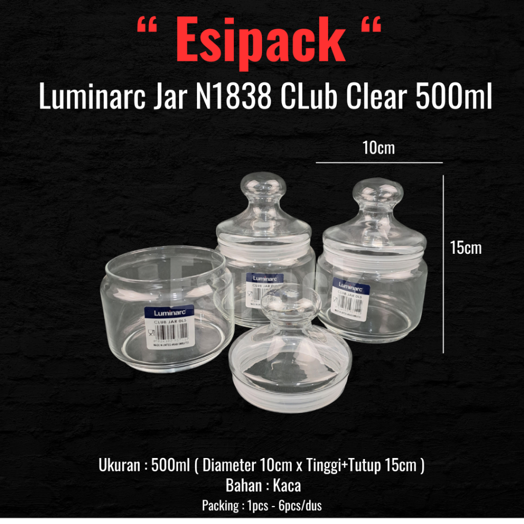 Luminarc Toples Kaca Botol Jar Beling 500ml