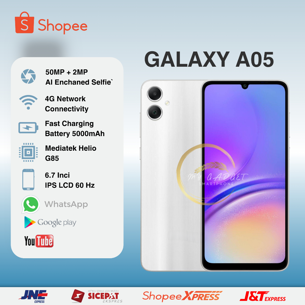 SAMSUNG GALAXY A05 RAM 6 INTERNAL 128GB 4G LTE GARANSI 12 TAHUN - PUTIH