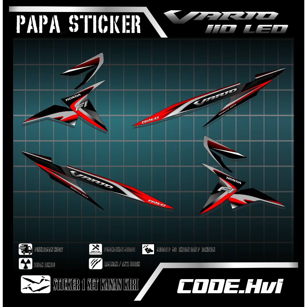 Striping VARIO 110 FI LED - Sticker Striping Variasi list VARIO 110 FI LED Hv1