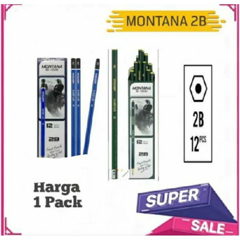 

12 Pcs / 1 Lusin PENSIL MONTANA 2B COMPUTER PENSIL UJIAN