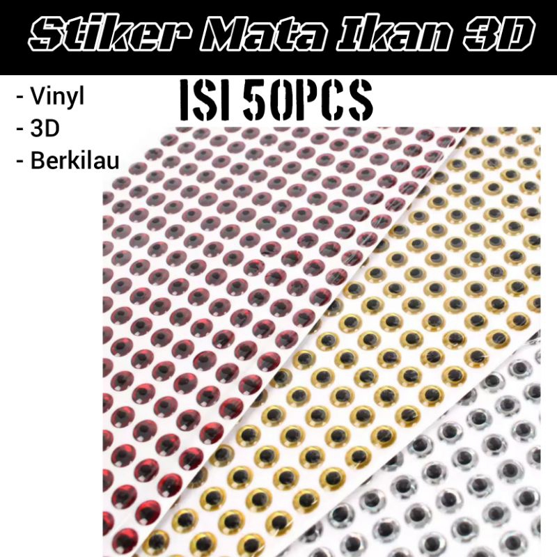 Stiker Mata Ikan 3D 3mm 4mm 5mm 6mm untuk Jig Minnow Assisthook