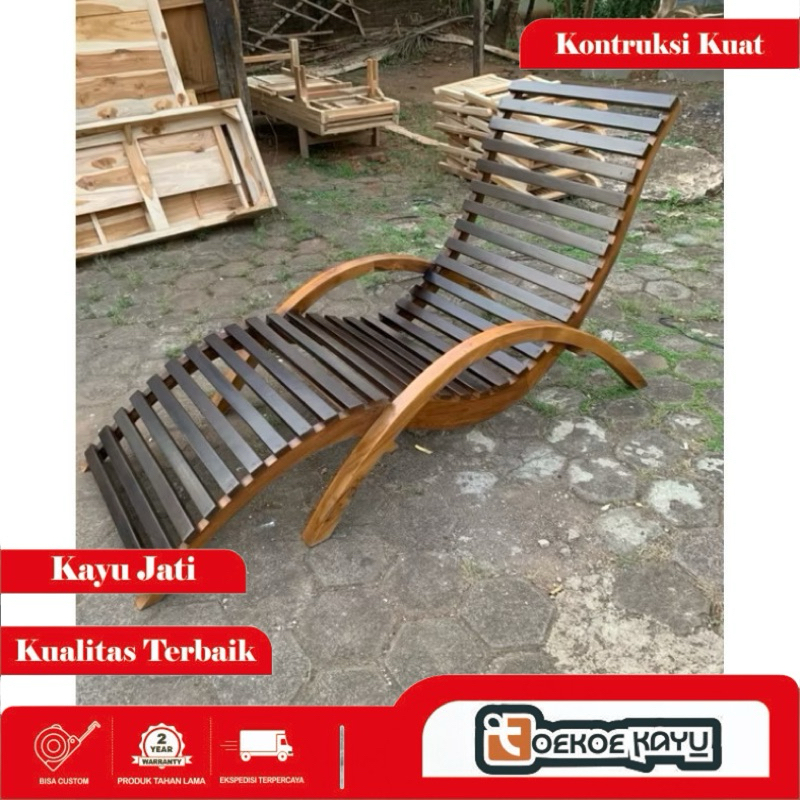 sunbed pool, lounger pool, loung chair, sunbeds, lonjer lengkung jati solid, sunbed pool lounger