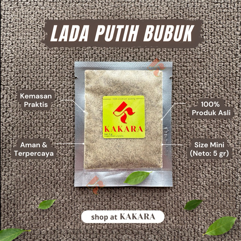 

KAKARA - Lada Putih Bubuk / Merica Bubuk / Ground White Pepper 5 gram bumbu dapur rempah mini kemasan sachet