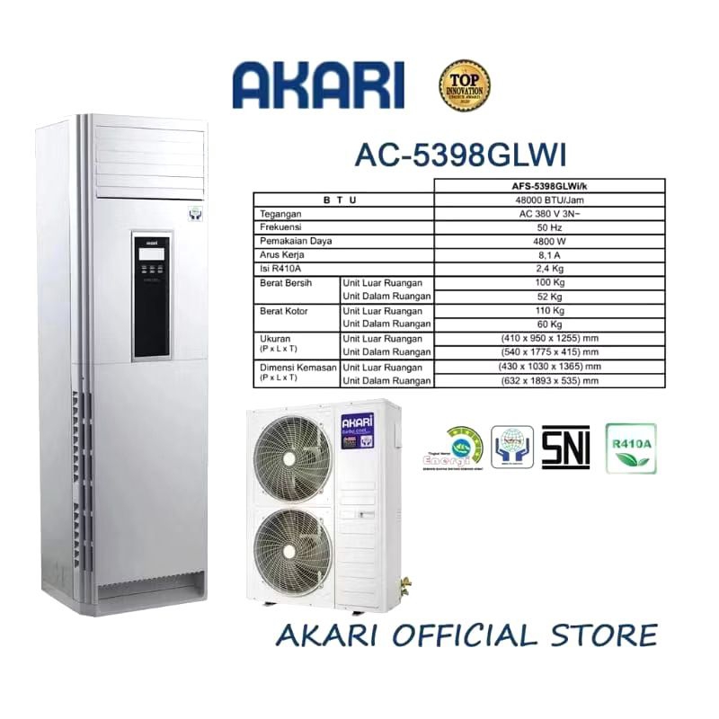 Ac Floor Standing 5 PK AKARI AFS-5398GKWI/ Ac Standing AKARI 5 PK
