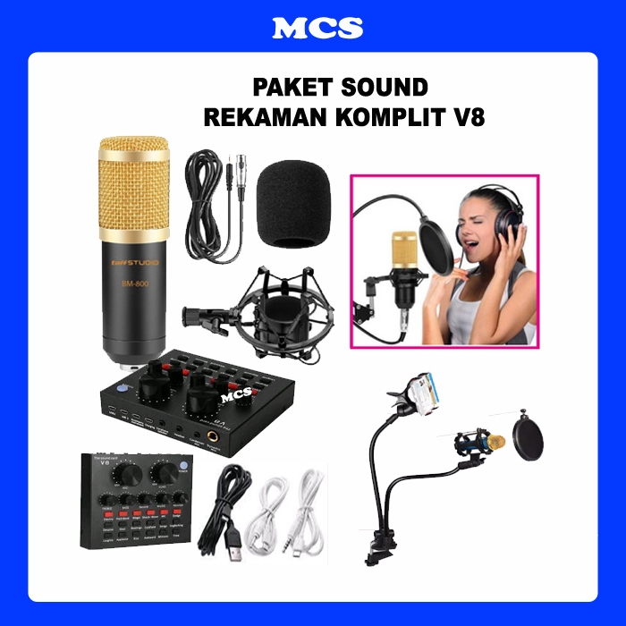 Paket Karaoke Soundcard Komplit Mik dan Soundcard V