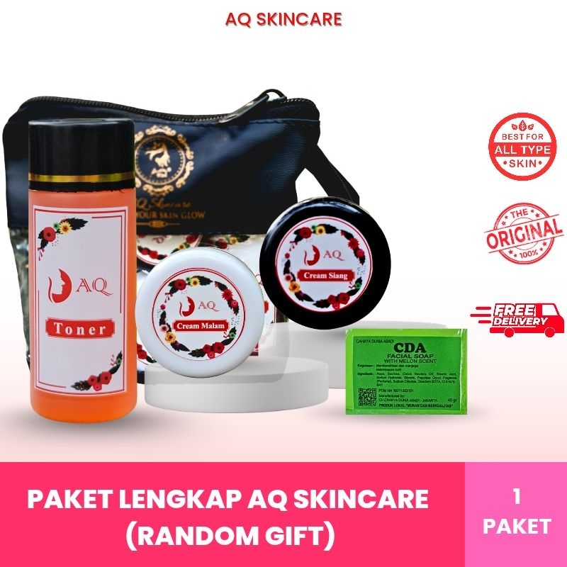 Cream AQ Skincare | Paket Glowing Pemutih Wajah | Ori |Krim Siang & Malam Toner & Sabun Atasi Flek &