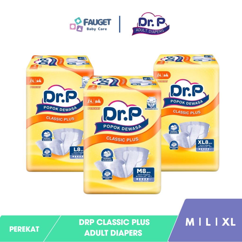 DrP Adult Diapers Popok Dewasa Classic Plus DR.P Perekat - M/L/XL