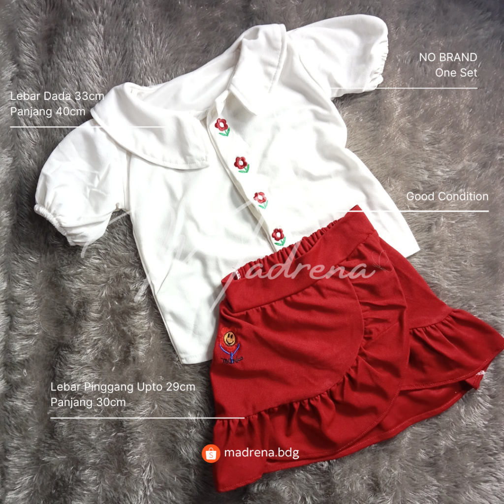 MACBEE One Set / Setelan Anak Perempuan / Setelan Anak Agustusan / PoloShirt Anak Perempuan / Baju A