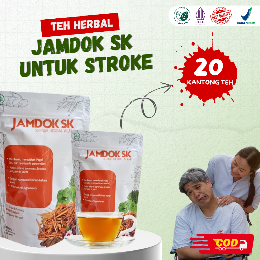 

Bantu Jaga Sirkulasi & Pemulihan Pasca Stroke Ringan – Teh Herbal Jamdok SK – Isi 20 Kantong