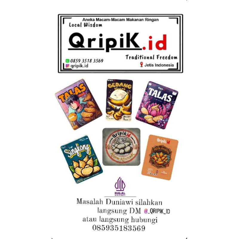 

(Qripik.id) Aneka macam makanan ringan. Sehat Renyah Gurih dan tidak mengandung bahan pengawet. cocok untuk nyemil sehari hari