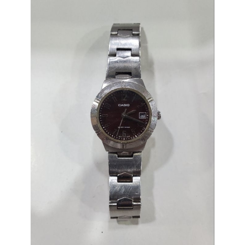 Jam Casio Wanita Original Dial Merah Maroon Ltp 1241