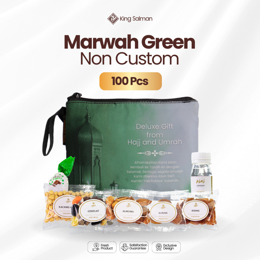 

Paket Bingkisan Umroh & Haji Premium - King Salman Gift | MARWAH GREEN Paket 100 PCS Pouch Non Custom
