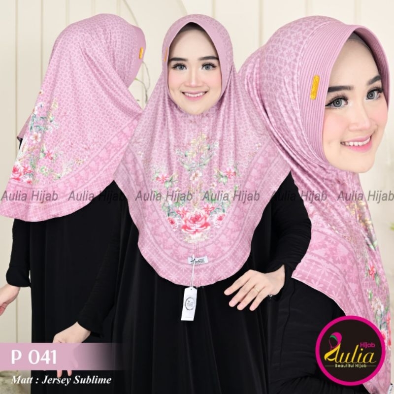 (AULIA 041) Jilbab Bergo Daily Motif/Bergo Printing/Printing Sublime kode 041 Ori Aulia