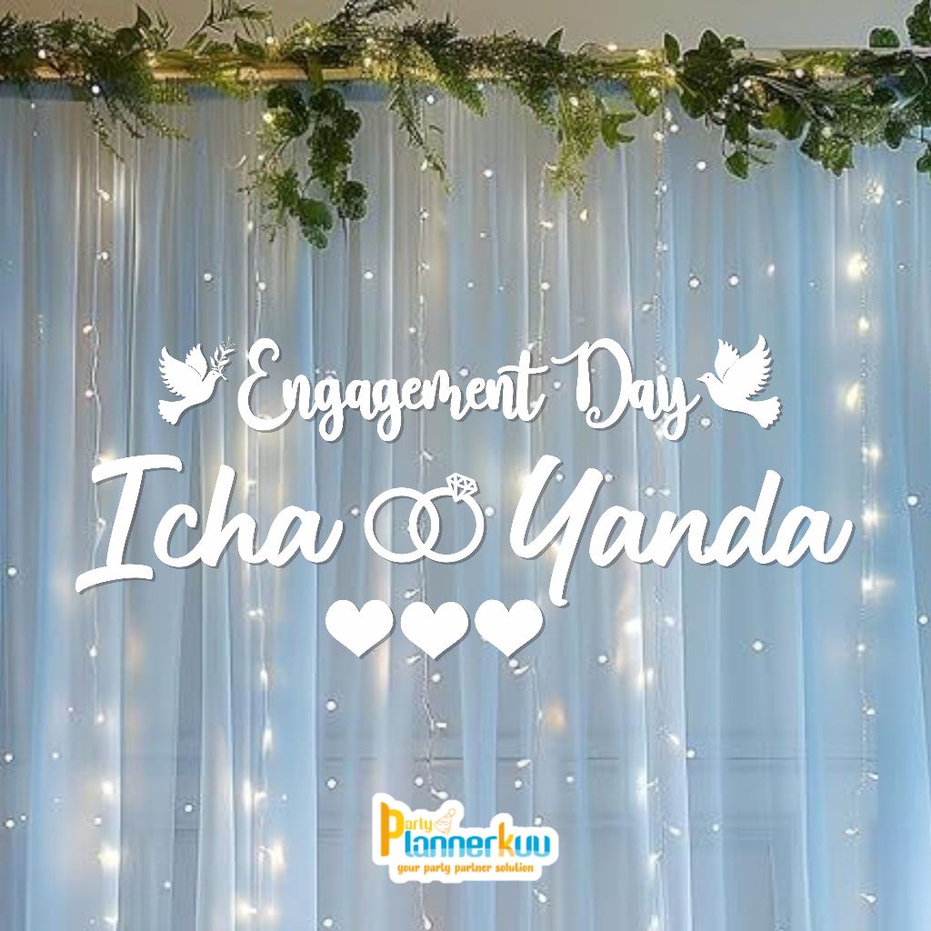 Paket Dekorasi Lamaran " Engagement " Custom Tulisan Nama Lamaran Pernikahan Backdrop Kertas