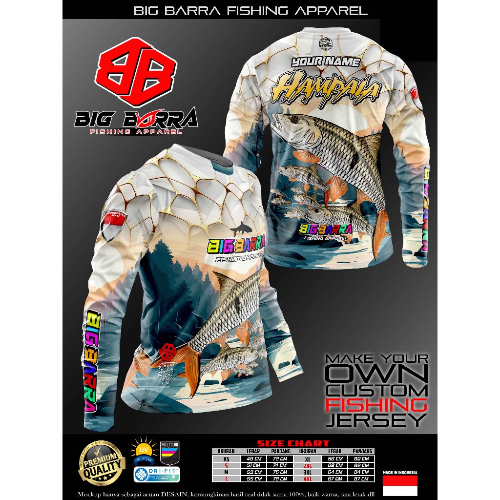 JERSEY BIG BARRA FISHING MOTIF IKAN HAMPALA