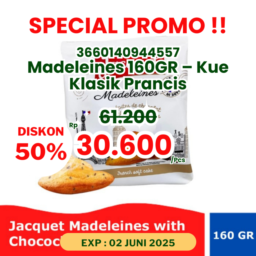 

Madeleines 160GR – Kue Klasik Prancis yang Lembut & Manis