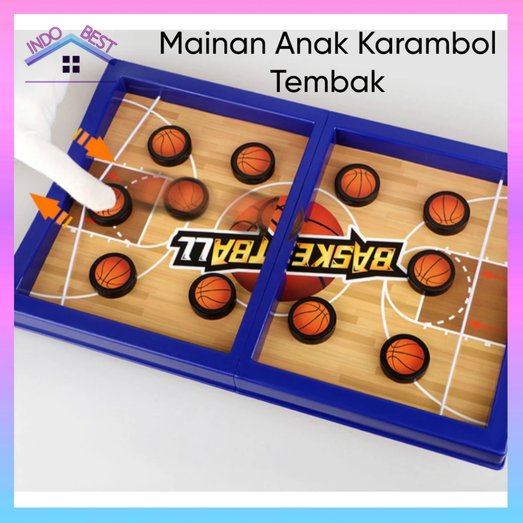 IB Mainan Anak  Karambol Tembak Slingpuck Board Carom Battle Game Mainan Papan Kayu Karambol Tembak