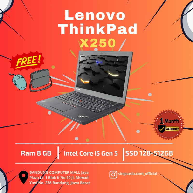 lenovo thinkpad x250 corei5 ram8 ssd 256gb
