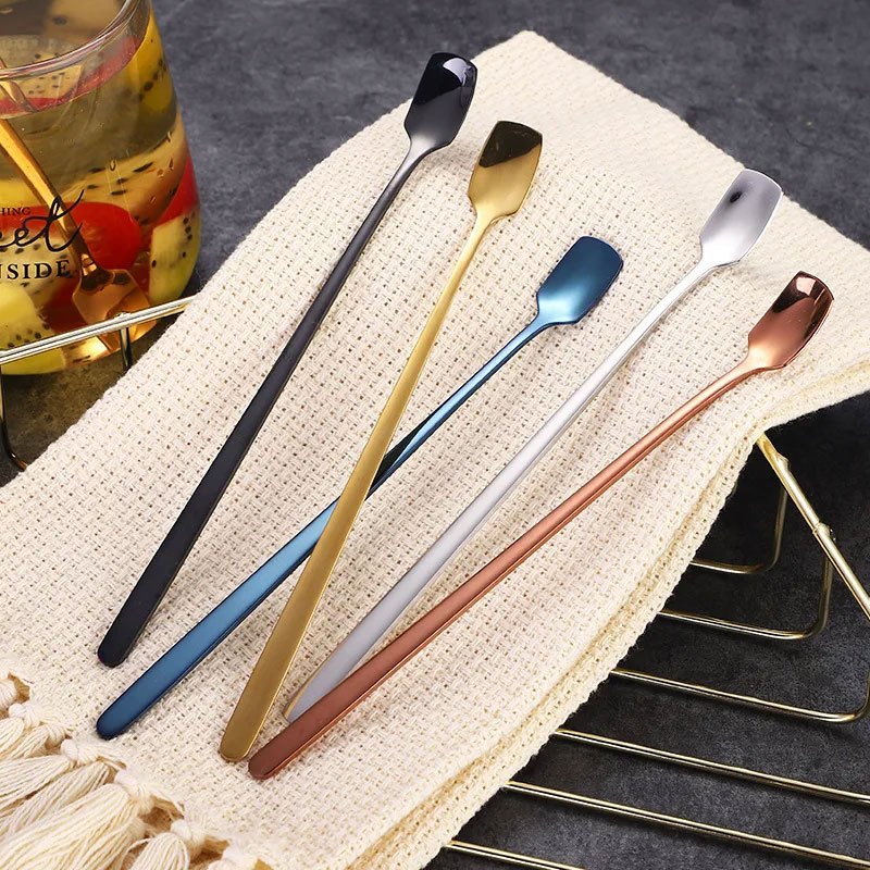 SENDOK STAINLESS PANJANG Silver / Sendok Pengaduk Minuman / Sendok Teh Bahan Stainless