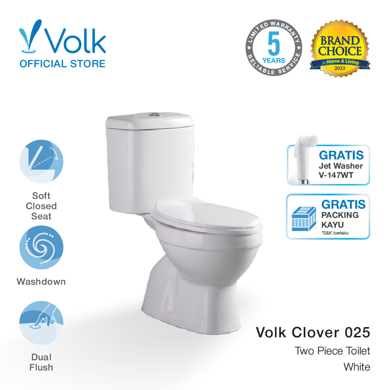 Volk Clover 025 Toilet / Kloset Duduk + FREE Kran Jet washer