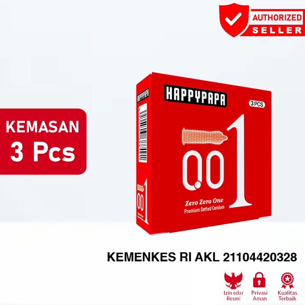 Kondom Happypapa 001 Bergerigi - Isi 3 Pcs