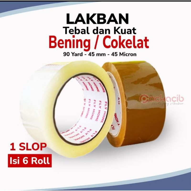 

TERMURAH LAKBAN Asli Kuat BENING-COKLAT FLYHOME (90YARD-45 MICRON)