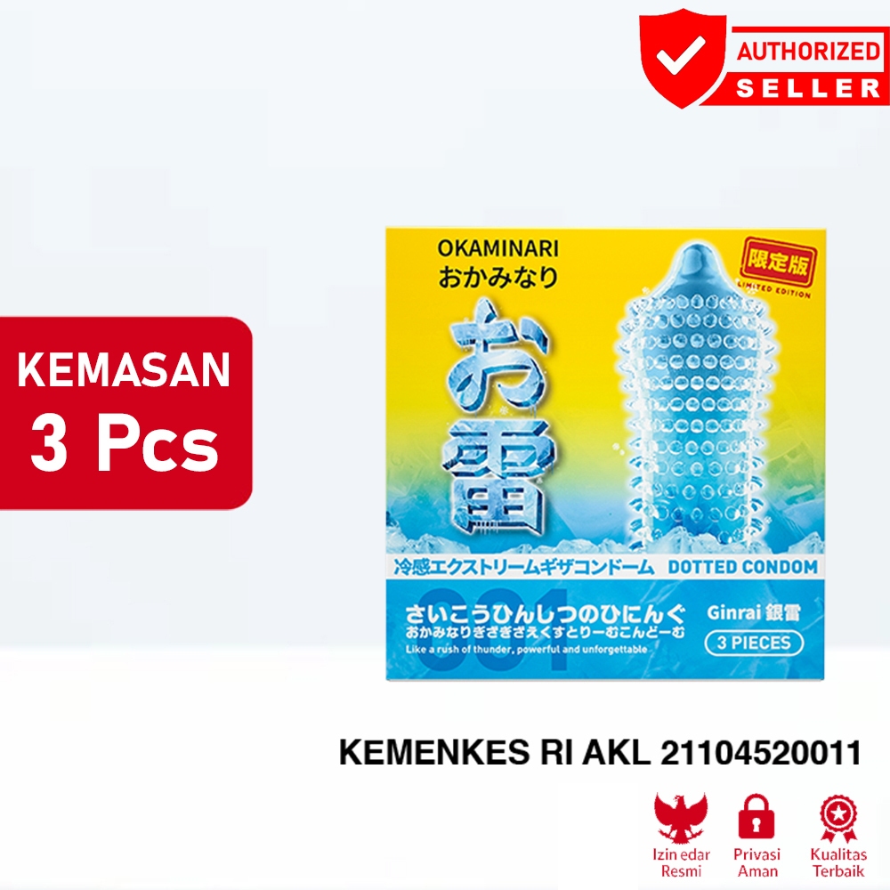 Kondom Okaminari Ginrai Gerigi Xtreme Ice Sensasi Dingin - Isi 3 Pcs