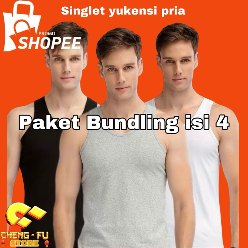 Paket 4pcs Yukensi Pria Murah Bahan Adem Paket Hemat Dalaman Pria Polos Yukensi Pria Singlet Polos K