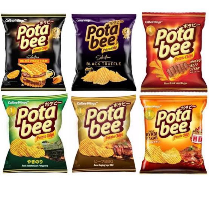 

POTA BEE CHIPS BBQ | SEAWEED | AYAM BAKAR | WAGYU | SALTED EGG | BLACK TRUFFLE | MELTED CHEESE | SPICY BBQ NETTO 68 GR MURAH