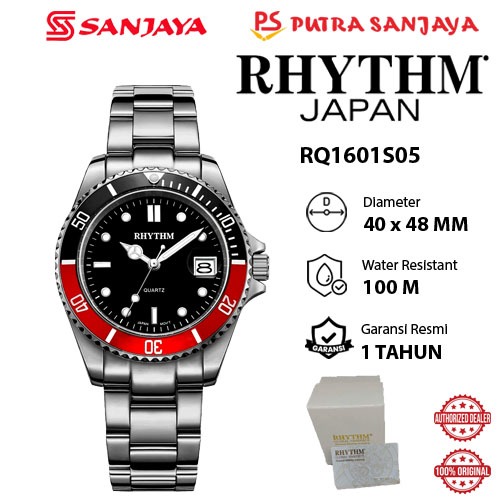 Jam Tangan Pria RHYTHM RQ1601S05 Original Garansi Resmi 1  tahun Stainless Steel