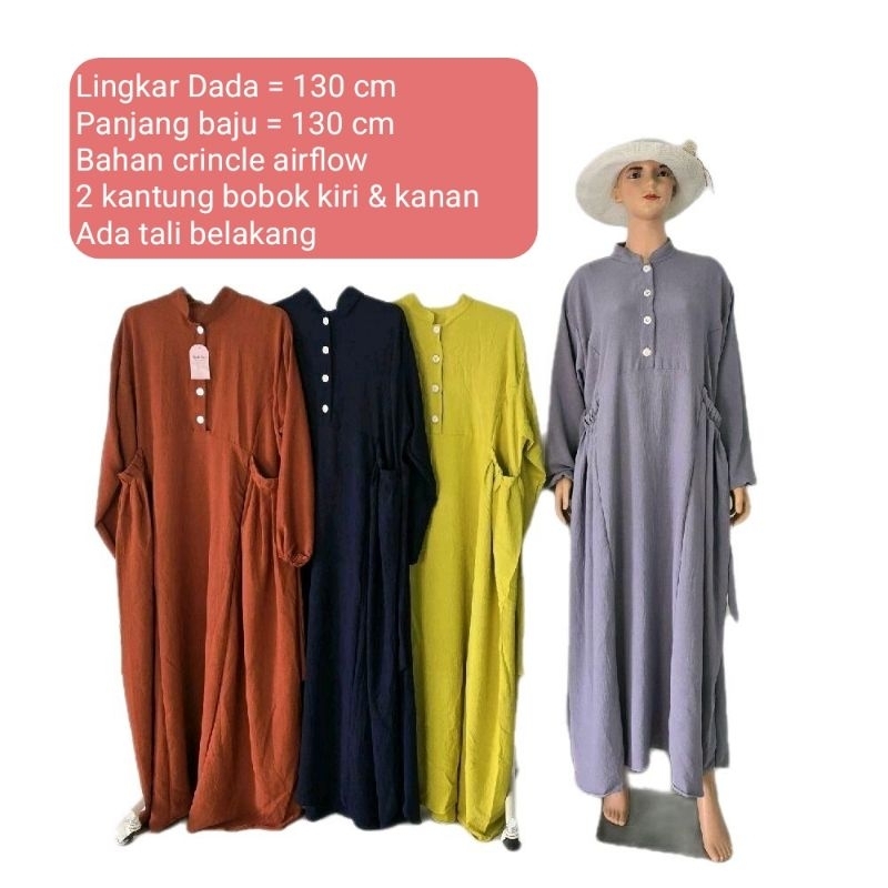 Holika LD 130 Daster Gamis Lengan Panjang Jumbo Polos Berkantong Bobok