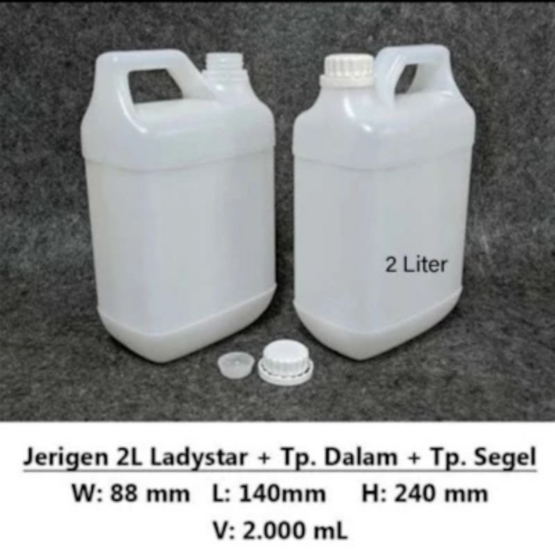 Jerigen Plastik 2 Liter/Minyak/Kimia/Food Grade