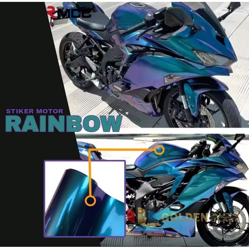 Stiker skotlet motor bunglon glossy sticker hijau ungu biru