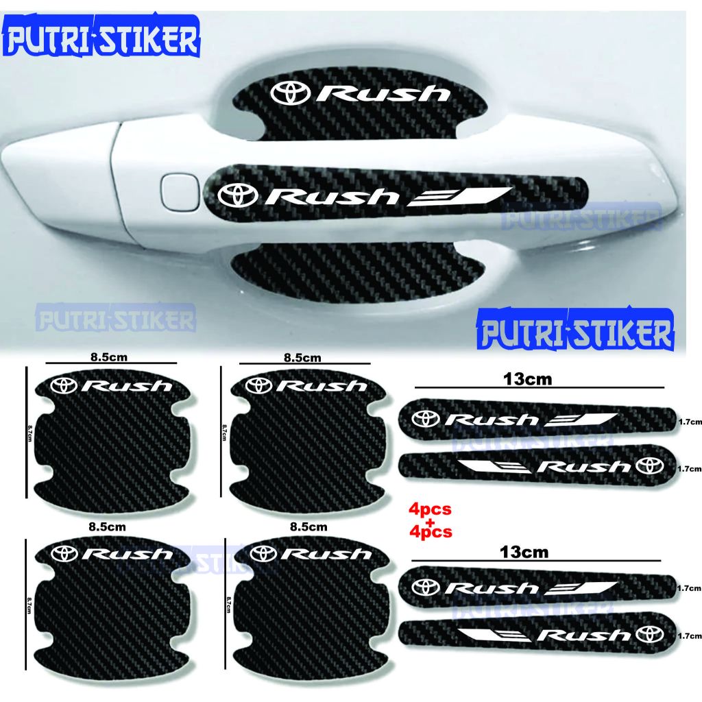 [TERLARIS] Sticker stiker pelindung handle pintu mobil toyota rush Sticker karbon 3d pelindung gagan
