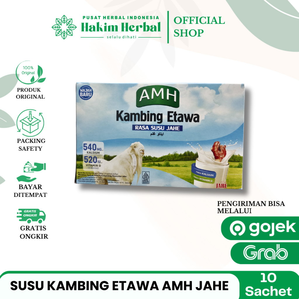

Susu Kambing Etawa Sachet AMH Jahe Merah Isi 10 Sachet