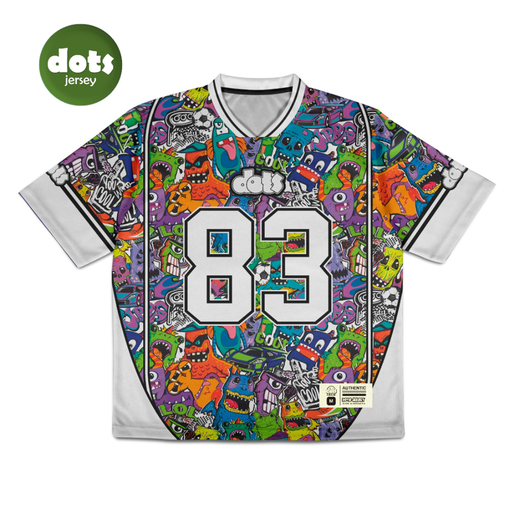DOTS JERSEY DOODLE 83 // Jersey Oversize // Vintage // Streetwear