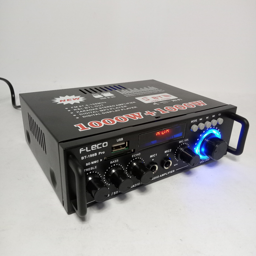 Fleco Bt-198B Pro Audio Amplifier Bluetooth 5.0 Amplifier Daya 2000 Watt