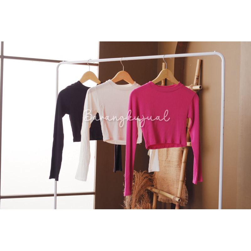 CROP LENGAN PANJANG - CROP TEE PANJANG - CROP KNIT RIB PREMIUM - KAOS CROP LENGAN PANJANG - CIEL BAS