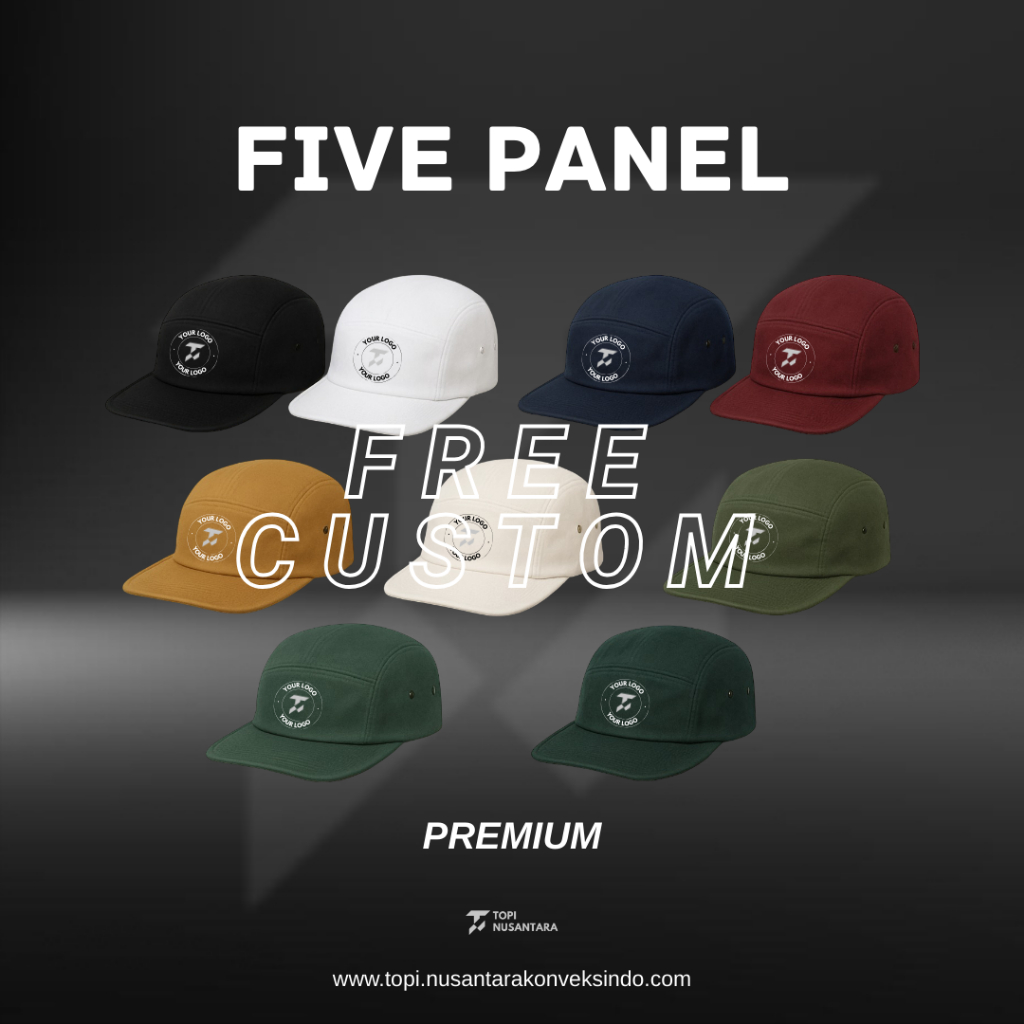 Premium Topi 5 Panel | 5 Panel Hat | Topi Polos | Topi Custom