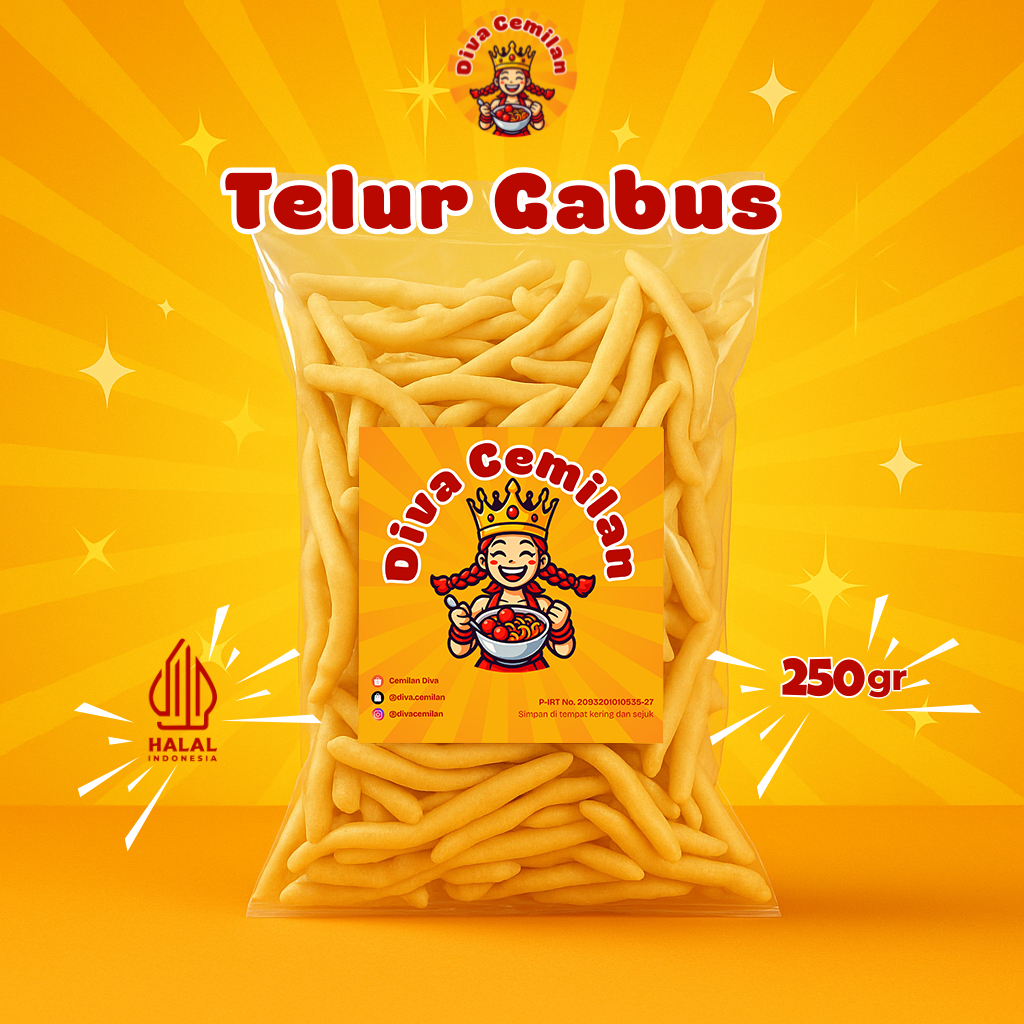 

250 gram Telur Gabus Keju Asin Renyah Stik Keju Diva Cemilan Keju Cheese Snack Makanan Ringan