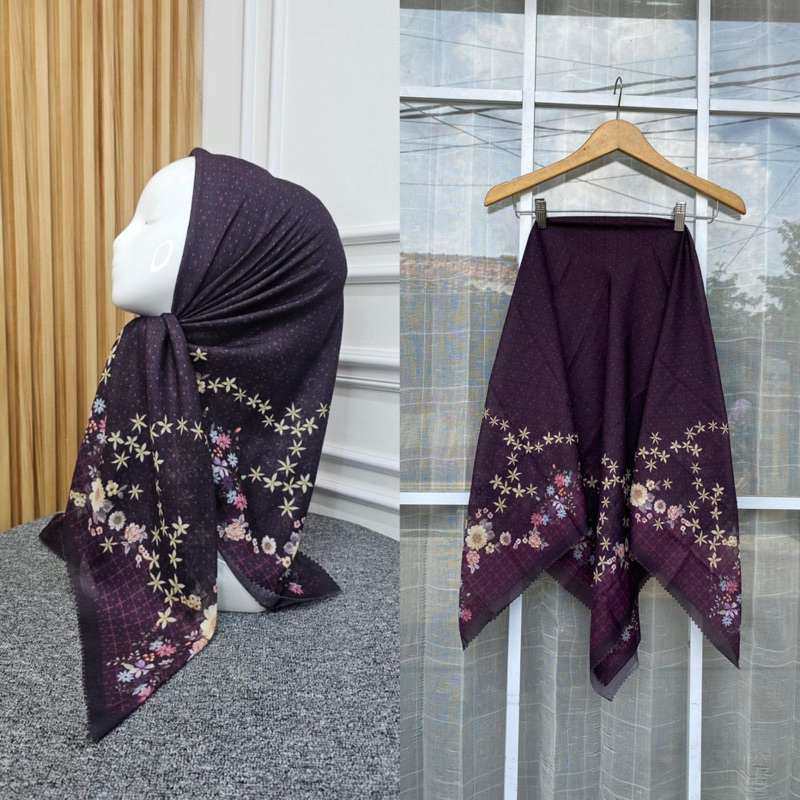 HIJAB SEGIEMPAT VOAL MOTIF LASERCUT PREMIUM|| SEGIEMPAT VOAL MOTIF KODE 91