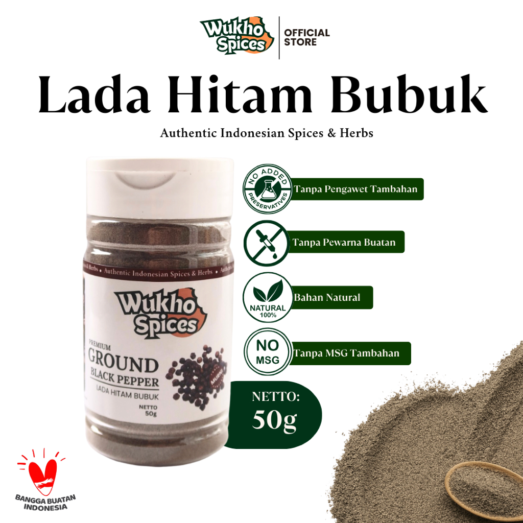 

Wukho Spices - Premium Ground Black Pepper / Lada Hitam Bubuk Bumbu Dapur
