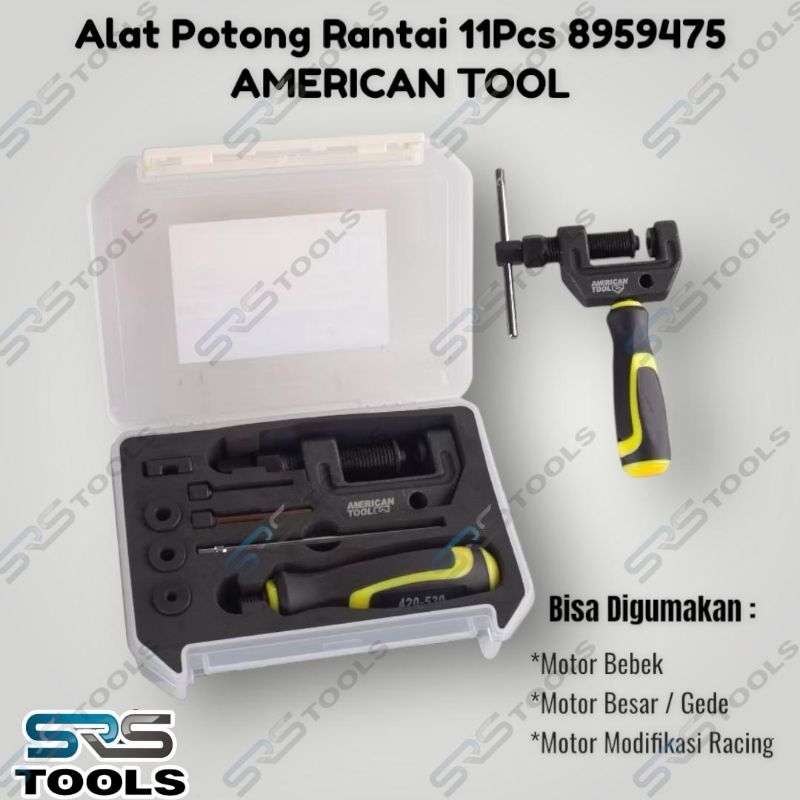 AMERICAN TOOL 8959475 Alat Potong Pemotong Rantai Motor 11 Pcs - Kunci Pembuka Pin Dual Head / Oil S