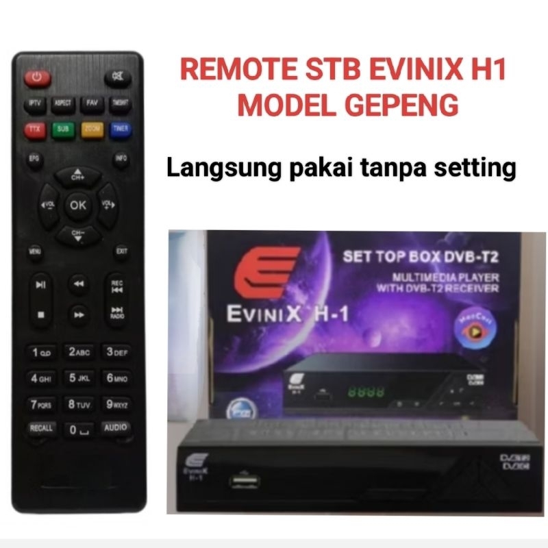 Remot STB EVINIX H1 MODEL GEPENG remote set top box evinix H-1 DVB T2